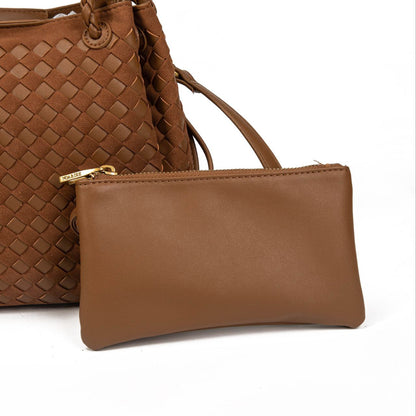 Bolso Mujer De Moda Tipo Tote – Grande Con Diseño Trenzado, Bandolera De Eco Cuero Con Neceser