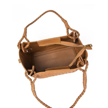 Bolso Mujer De Moda Tipo Tote – Grande Con Diseño Trenzado, Bandolera De Eco Cuero Con Neceser