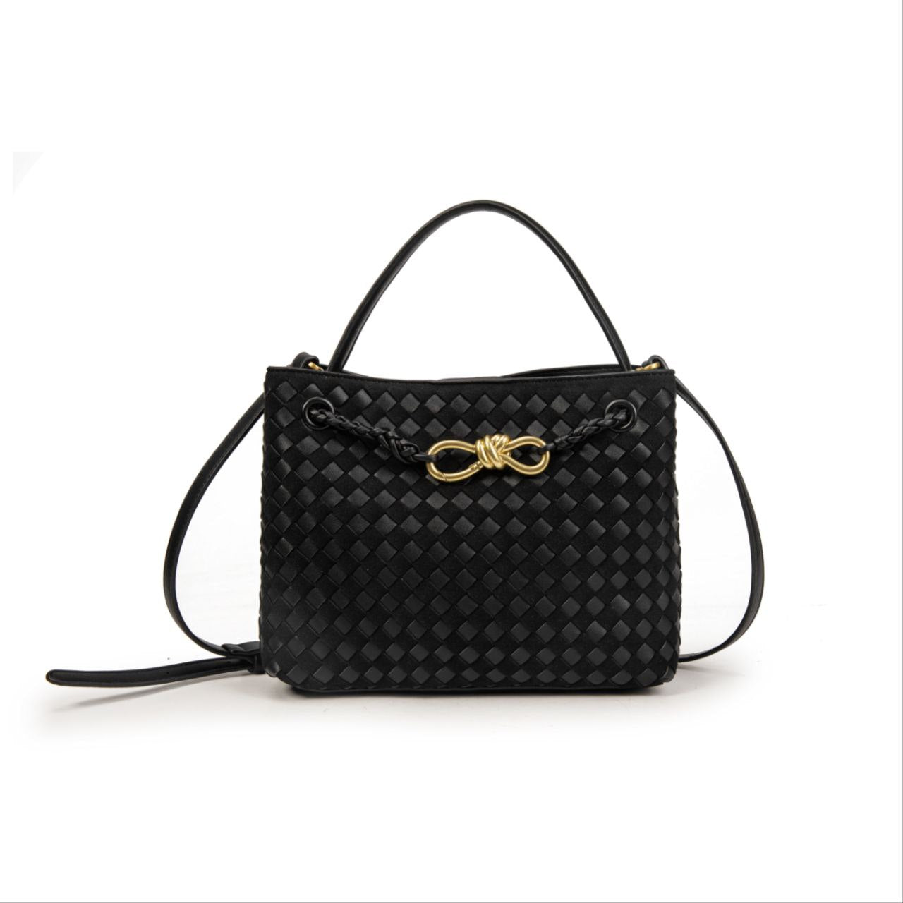 Bolso Mujer Elegante De Moda – Bandolera De Eco Cuero Trenzado Con Detalle Dorado Único