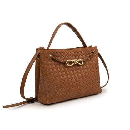 Bolso Mujer Elegante De Moda – Bandolera De Eco Cuero Trenzado Con Detalle Dorado Único