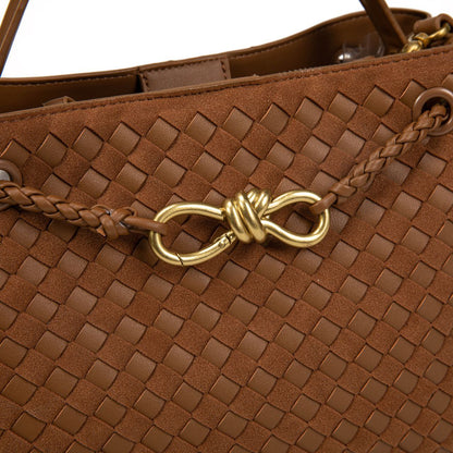 Bolso Mujer Elegante De Moda – Bandolera De Eco Cuero Trenzado Con Detalle Dorado Único