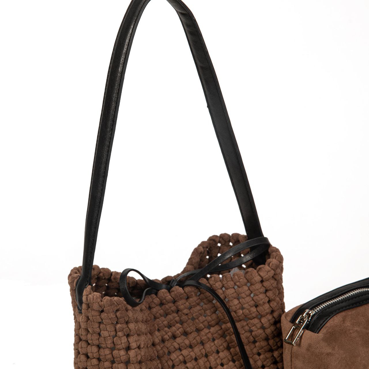 Bolso Mujer Tipo Bucket De Moda – Bolso Grande De Tejido Con Estilo Casual Chic Y Neceser Interior