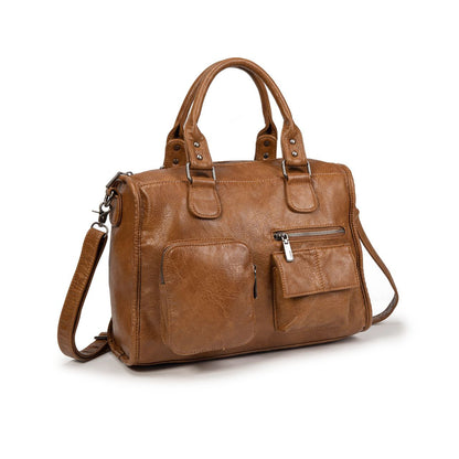 Bolso Mujer Grande De Moda – Bolso De Mano Y Bandolera De Cuero Sintético Con Bolsillos