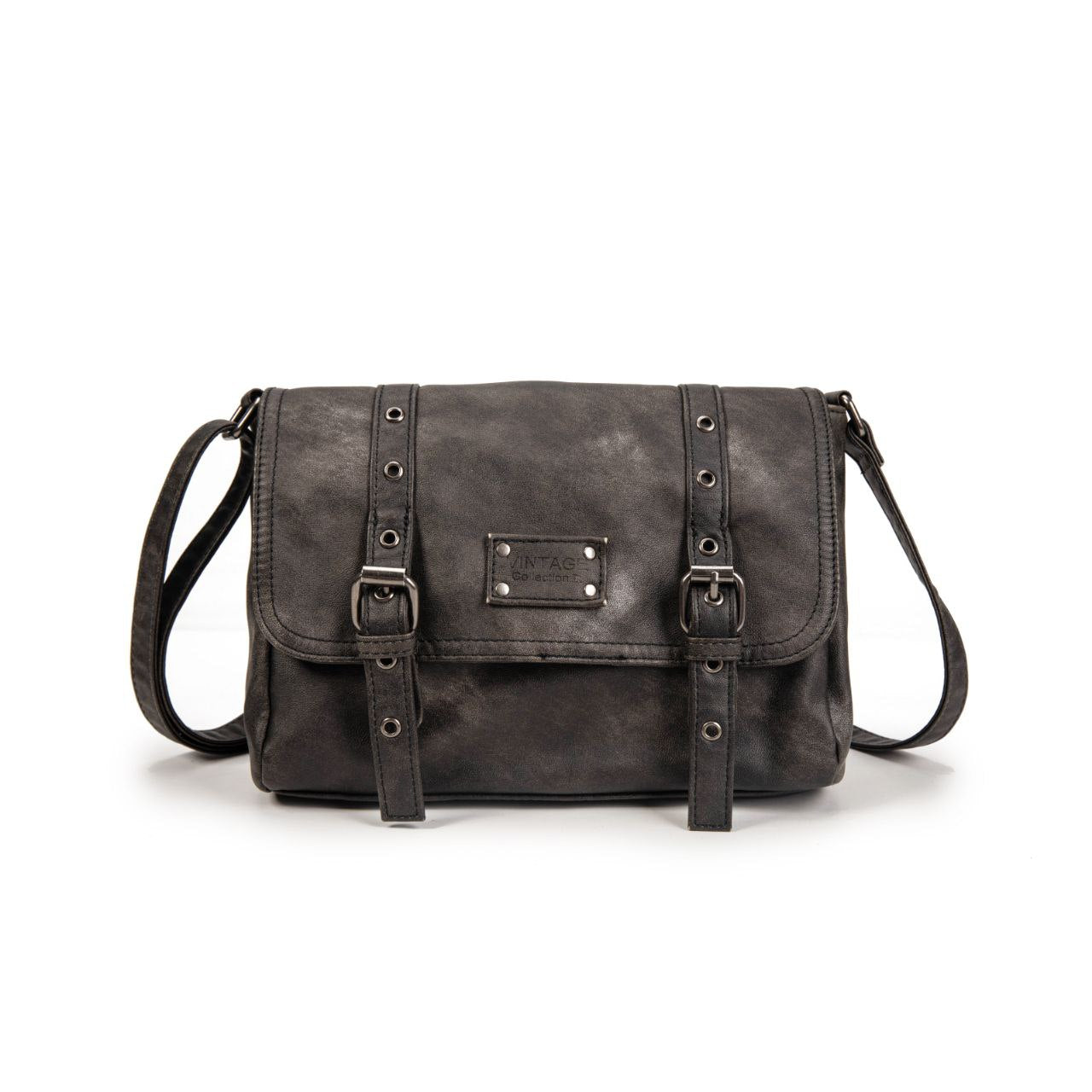 Bolso Bandolera Mujer Estilo Vintage En Eco Cuero – Bolso Cruzado De Moda Con Solapa Y Tiras 27×19×10 Cm