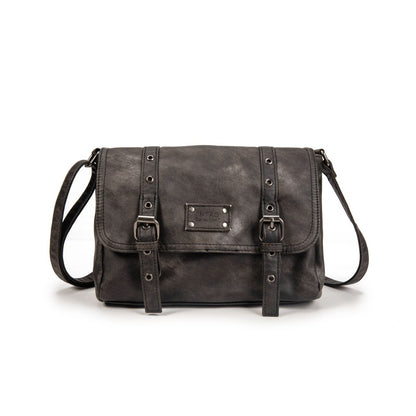 Bolso Bandolera Mujer Estilo Vintage En Eco Cuero – Bolso Cruzado De Moda Con Solapa Y Tiras 27×19×10 Cm