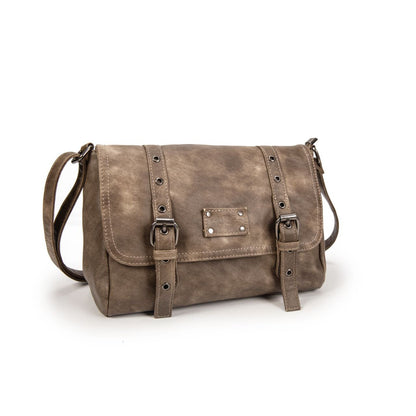 Bolso Bandolera Mujer Estilo Vintage En Eco Cuero – Bolso Cruzado De Moda Con Solapa Y Tiras 27×19×10 Cm