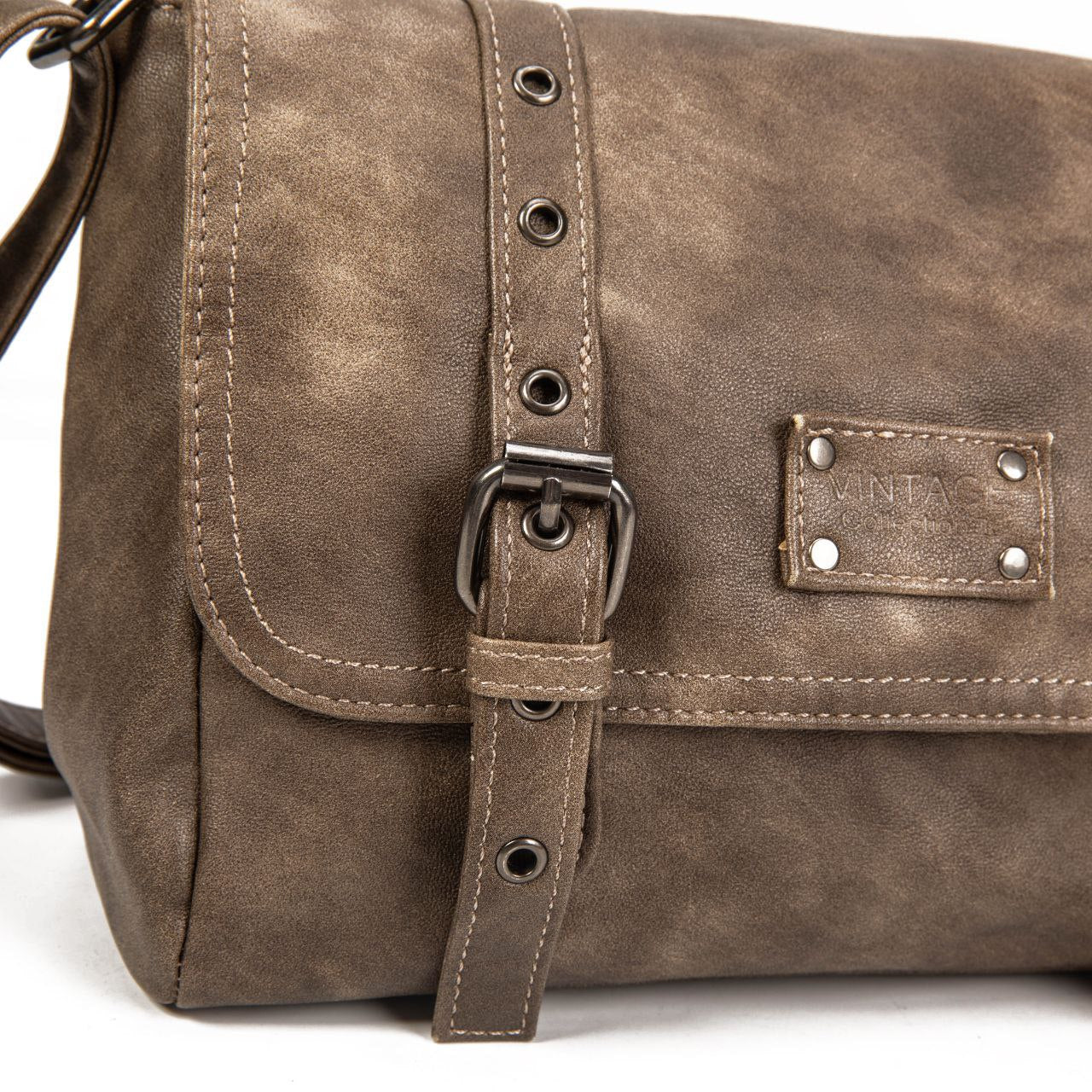 Bolso Bandolera Mujer Estilo Vintage En Eco Cuero – Bolso Cruzado De Moda Con Solapa Y Tiras 27×19×10 Cm