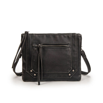 Bolso Bandolera Mujer De Eco Cuero – Bolso Pequeño Plano De Moda Con Cremallera Frontal 24×20×3 Cm Y Correa Ajustable