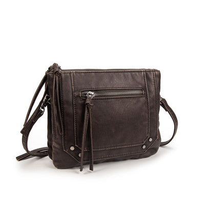 Bolso Bandolera Mujer De Eco Cuero – Bolso Pequeño Plano De Moda Con Cremallera Frontal 24×20×3 Cm Y Correa Ajustable