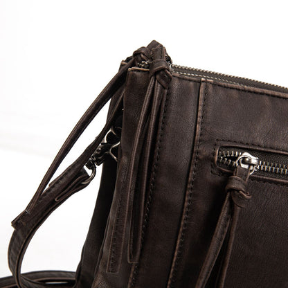 Bolso Bandolera Mujer De Eco Cuero – Bolso Pequeño Plano De Moda Con Cremallera Frontal 24×20×3 Cm Y Correa Ajustable