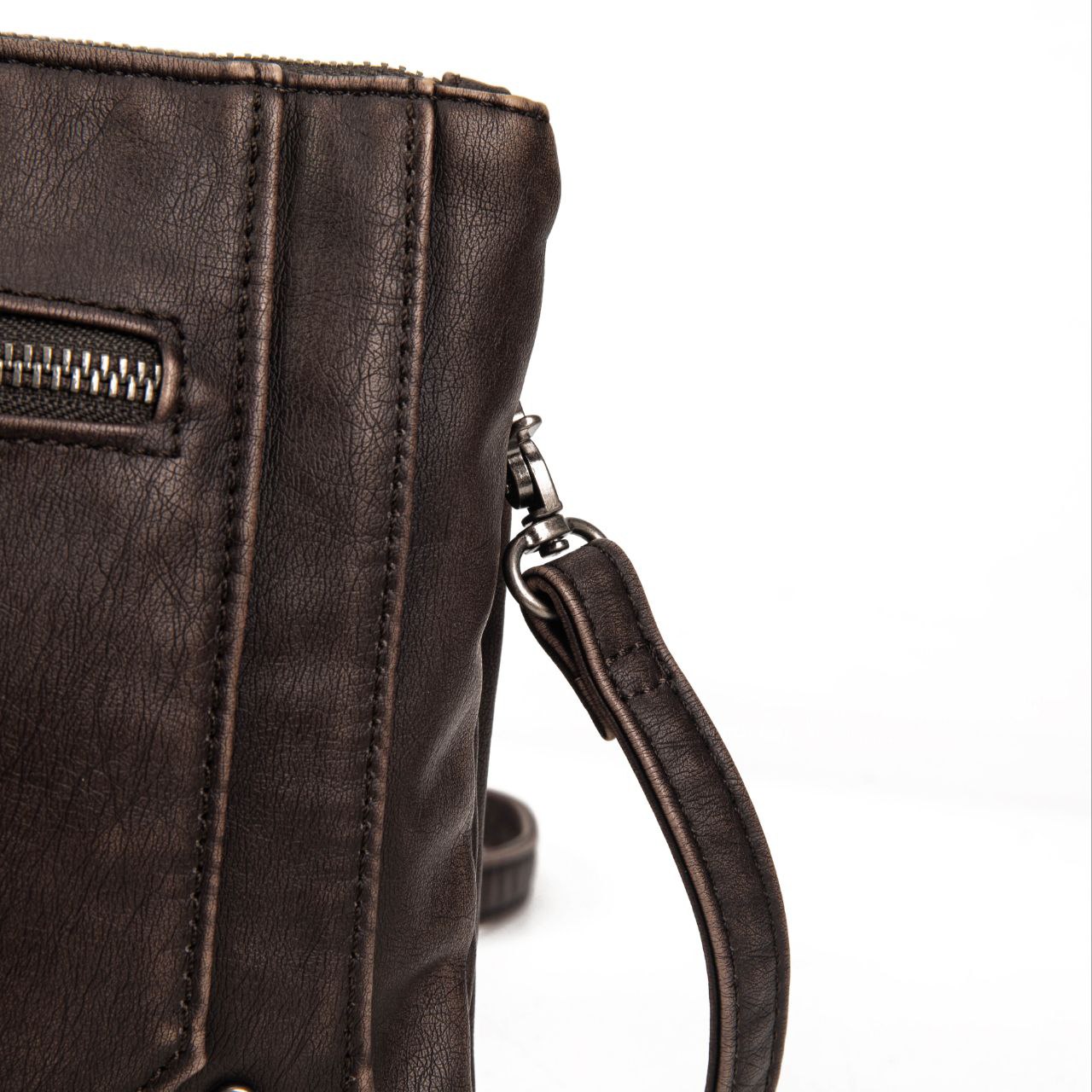 Bolso Bandolera Mujer De Eco Cuero – Bolso Pequeño Plano De Moda Con Cremallera Frontal 24×20×3 Cm Y Correa Ajustable