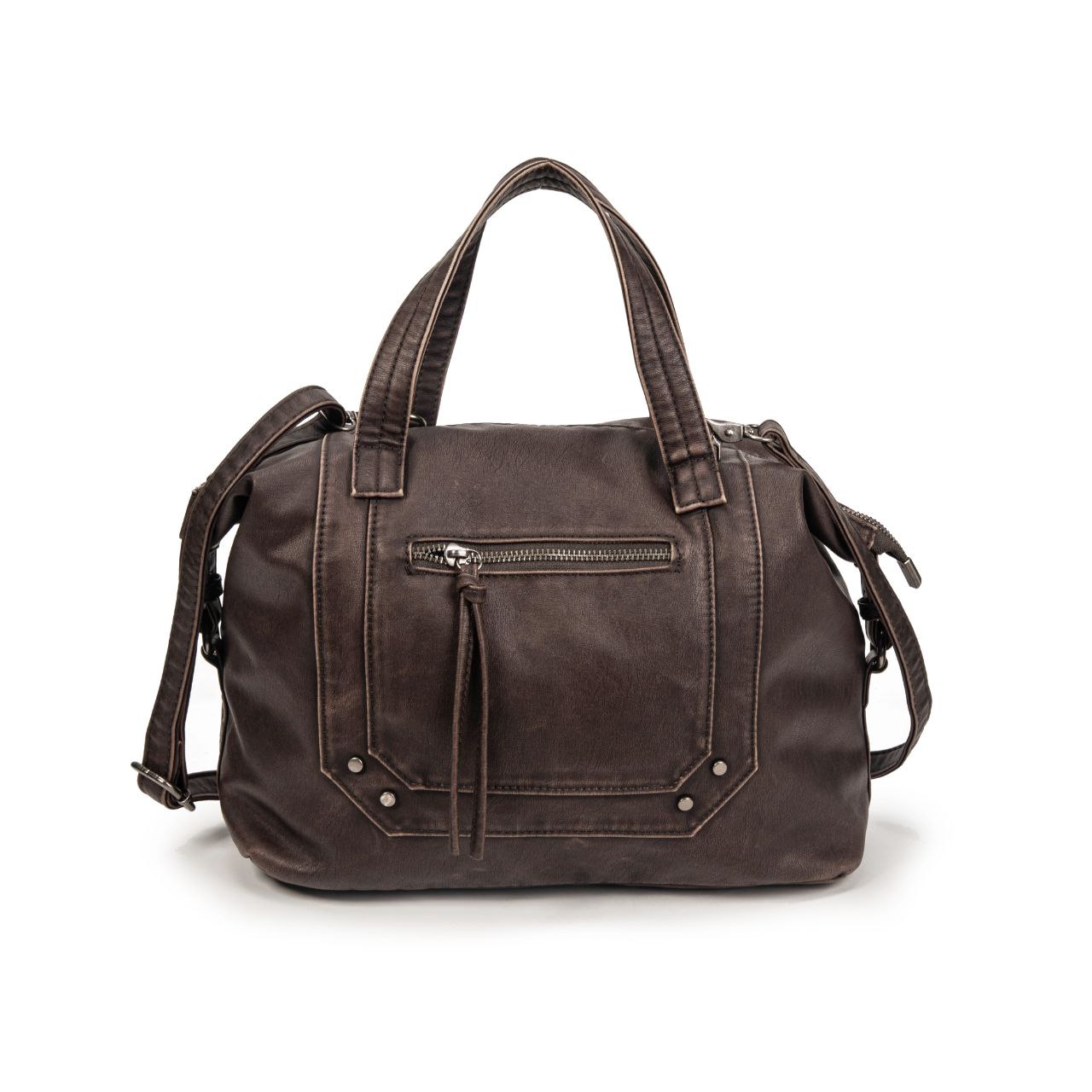 Bolso Mujer Grande De Moda En Eco Cuero – Bolso De Mano Y Bandolera Elegante Con Cremallera Frontal 32×22×14 Cm