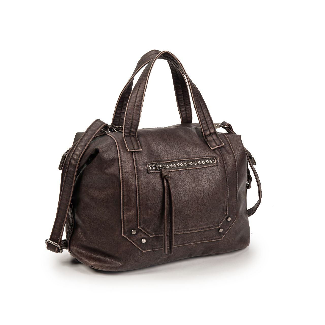 Bolso Mujer Grande De Moda En Eco Cuero – Bolso De Mano Y Bandolera Elegante Con Cremallera Frontal 32×22×14 Cm