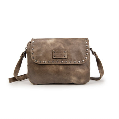 Bolso Bandolera Mujer De Eco Cuero Con Tachuelas – Bolso De Moda Elegante Con Solapa, Doble Cremallera 24×18×10 Cm