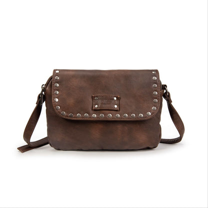 Bolso Bandolera Mujer De Eco Cuero Con Tachuelas – Bolso De Moda Elegante Con Solapa, Doble Cremallera 24×18×10 Cm