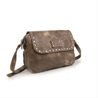 Bolso Bandolera Mujer De Eco Cuero Con Tachuelas – Bolso De Moda Elegante Con Solapa, Doble Cremallera 24×18×10 Cm