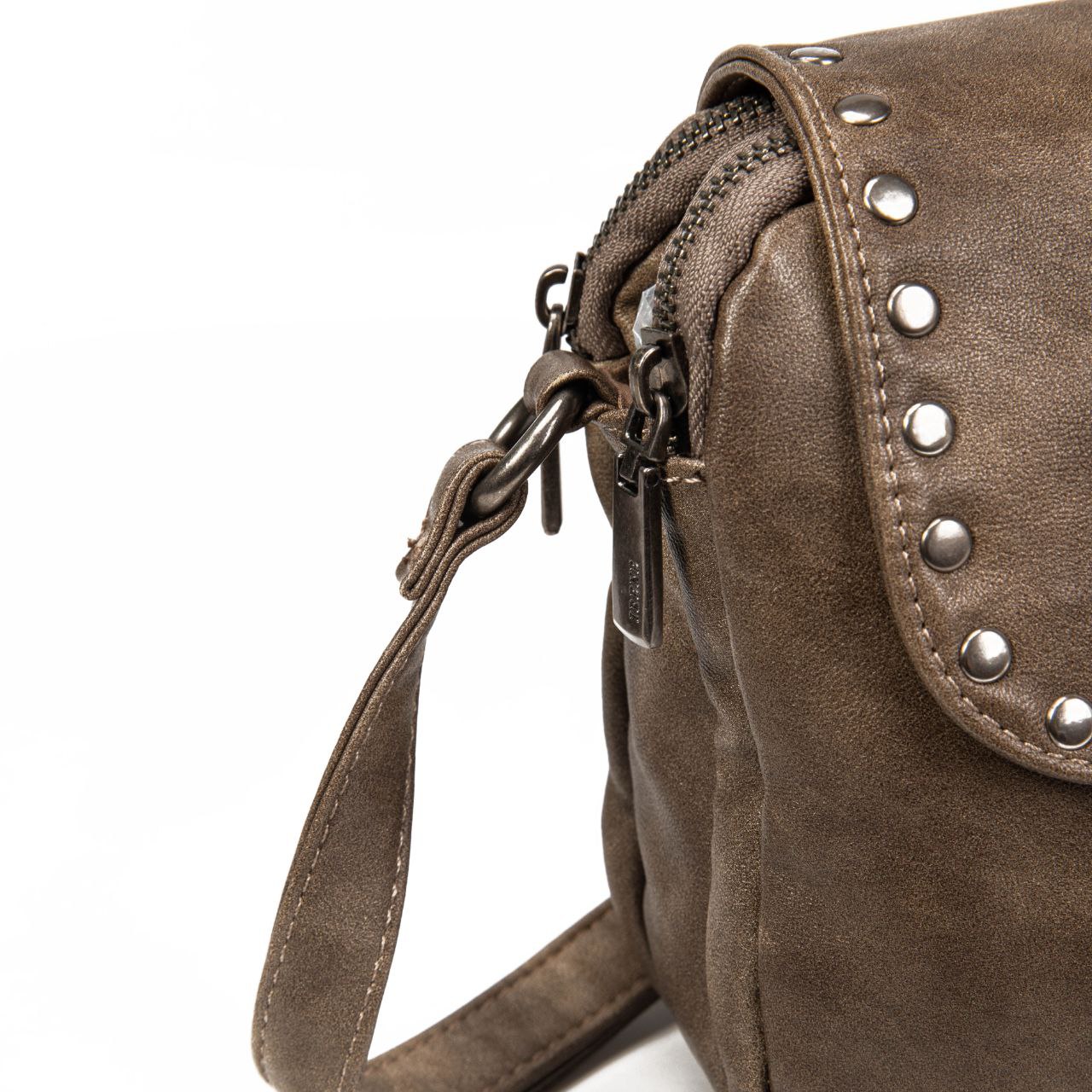 Bolso Bandolera Mujer De Eco Cuero Con Tachuelas – Bolso De Moda Elegante Con Solapa, Doble Cremallera 24×18×10 Cm