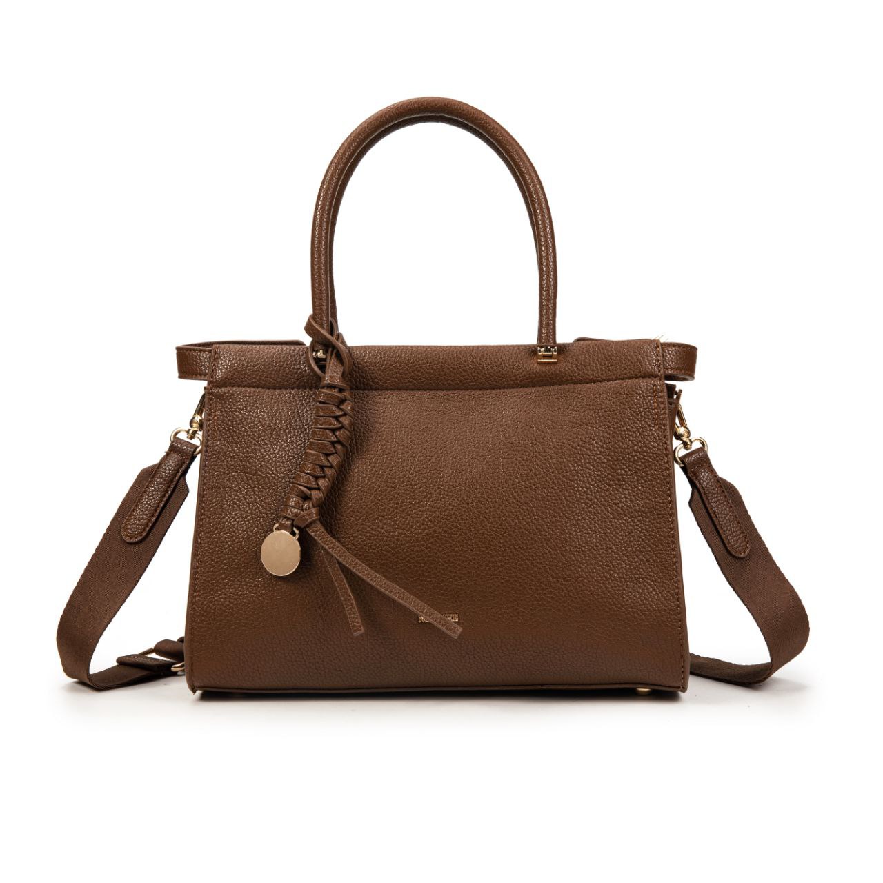 Bolso Mujer Elegante De Moda En Eco Cuero – Bolso De Mano Y Bandolera Con Correa Ancha Y Detalle Trenzado 30×22×12 Cm