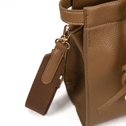 Bolso Mujer Elegante De Moda En Eco Cuero – Bolso De Mano Y Bandolera Con Correa Ancha Y Detalle Trenzado 30×22×12 Cm