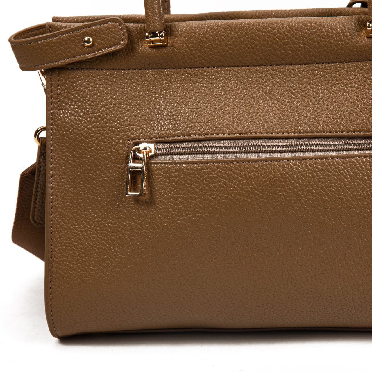 Bolso Mujer Elegante De Moda En Eco Cuero – Bolso De Mano Y Bandolera Con Correa Ancha Y Detalle Trenzado 30×22×12 Cm