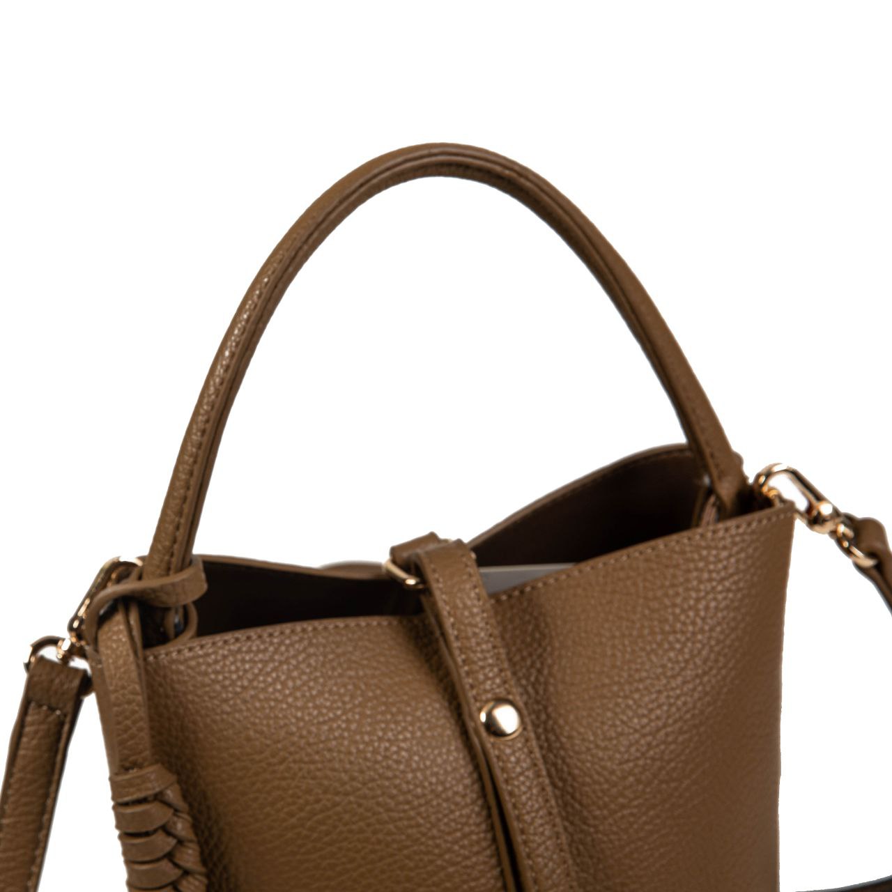 Bolso Mujer Tipo Cubo De Moda En Eco Cuero – Bandolera Y Asa De Mano, Con Neceser Interior, 31×18×7 Cm