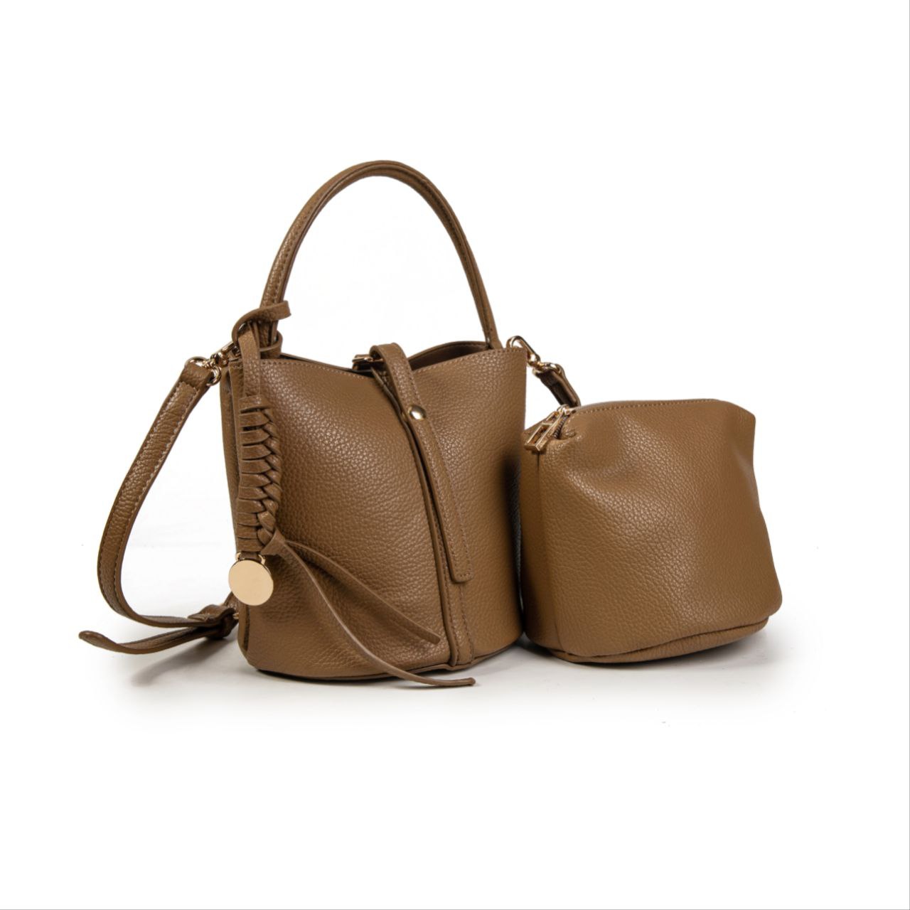 Bolso Mujer Tipo Cubo De Moda En Eco Cuero – Bandolera Y Asa De Mano, Con Neceser Interior, 31×18×7 Cm