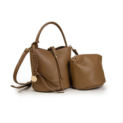 Bolso Mujer Tipo Cubo De Moda En Eco Cuero – Bandolera Y Asa De Mano, Con Neceser Interior, 31×18×7 Cm