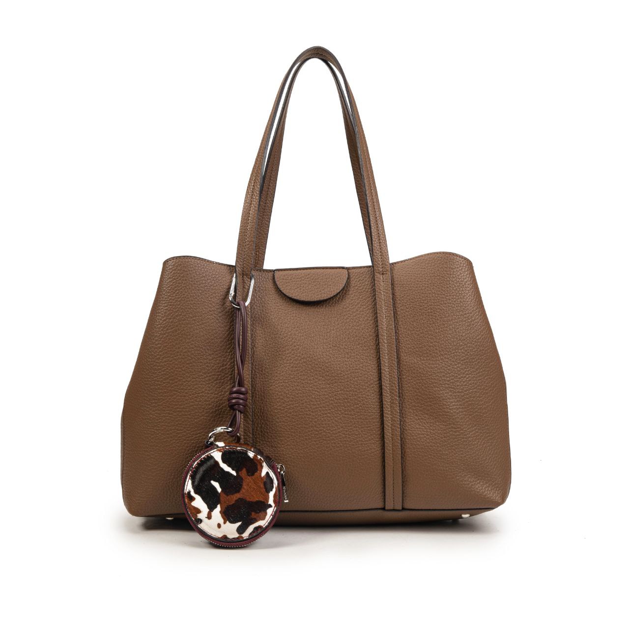 Bolso Mujer Grande De Moda Con Monedero Redondo Animal Print – Shopper Elegante De Eco-Cuero Marrón O Negro