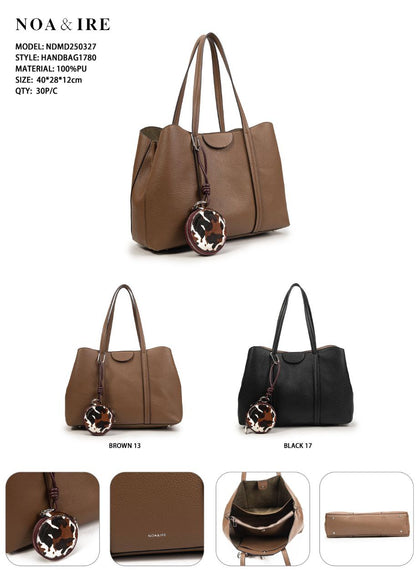 Bolso Mujer Grande De Moda Con Monedero Redondo Animal Print – Shopper Elegante De Eco-Cuero Marrón O Negro