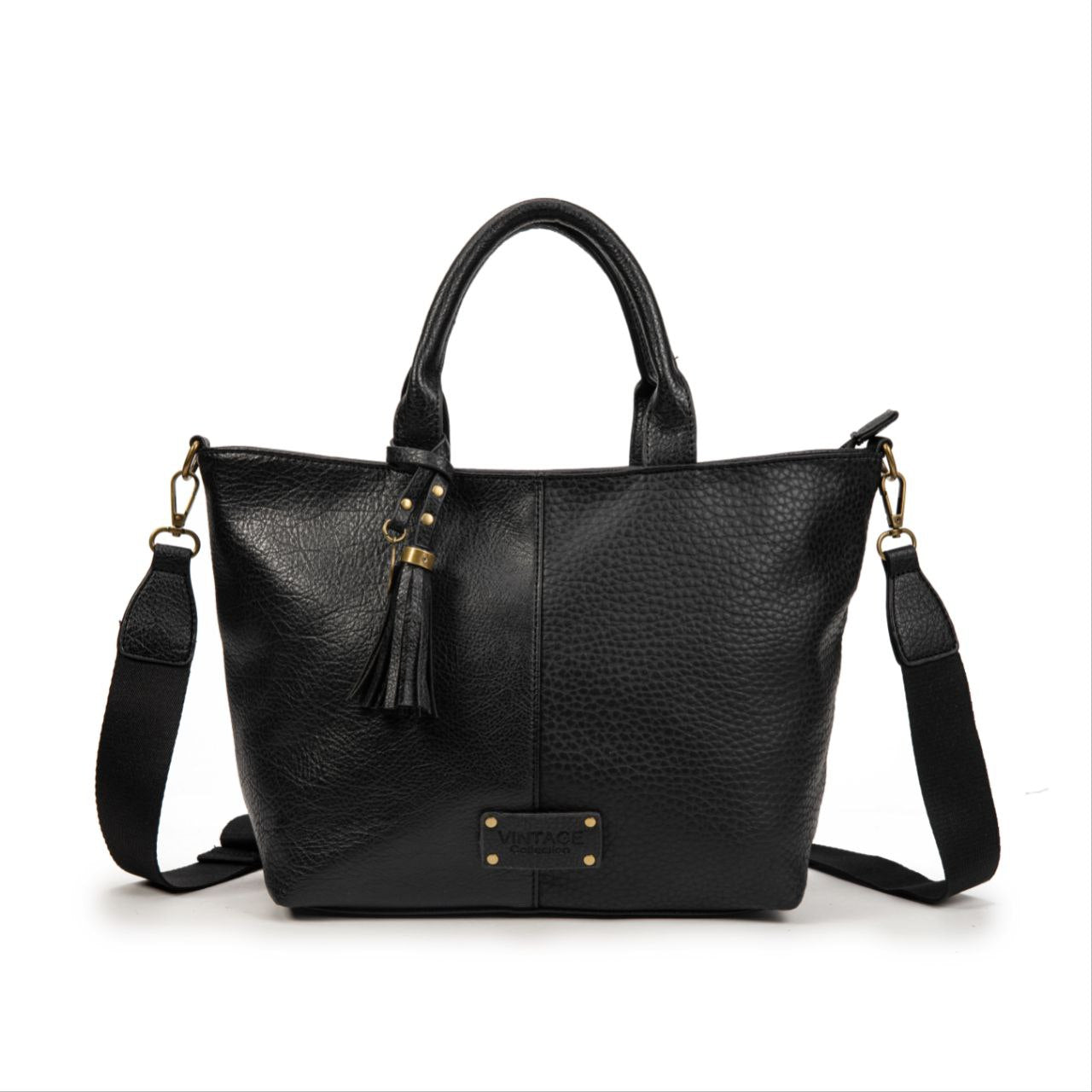 Bolso Mujer Vintage De Moda Con Borla – Bandolera Elegante De Eco-Cuero Grande En Negro, Marrón, Gris, Verde O Kaki