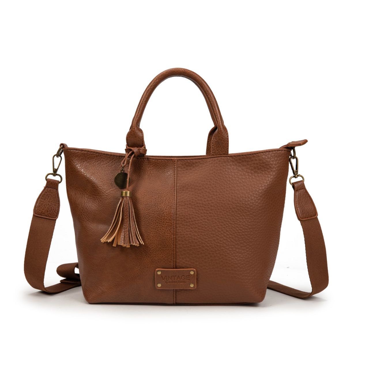 Bolso Mujer Vintage De Moda Con Borla – Bandolera Elegante De Eco-Cuero Grande En Negro, Marrón, Gris, Verde O Kaki