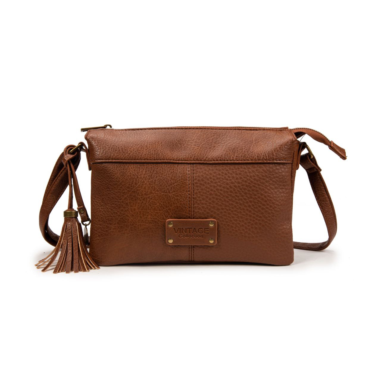 Bolso Bandolera Mujer Vintage De Moda Con Borla – Cartera Pequeña De Eco-Cuero En Negro, Marrón, Verde, Gris O Kaki