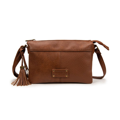 Bolso Bandolera Mujer Vintage De Moda Con Borla – Cartera Pequeña De Eco-Cuero En Negro, Marrón, Verde, Gris O Kaki