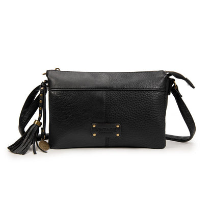 Bolso Bandolera Mujer Vintage De Moda Con Borla – Cartera Pequeña De Eco-Cuero En Negro, Marrón, Verde, Gris O Kaki