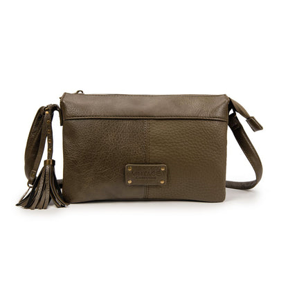 Bolso Bandolera Mujer Vintage De Moda Con Borla – Cartera Pequeña De Eco-Cuero En Negro, Marrón, Verde, Gris O Kaki