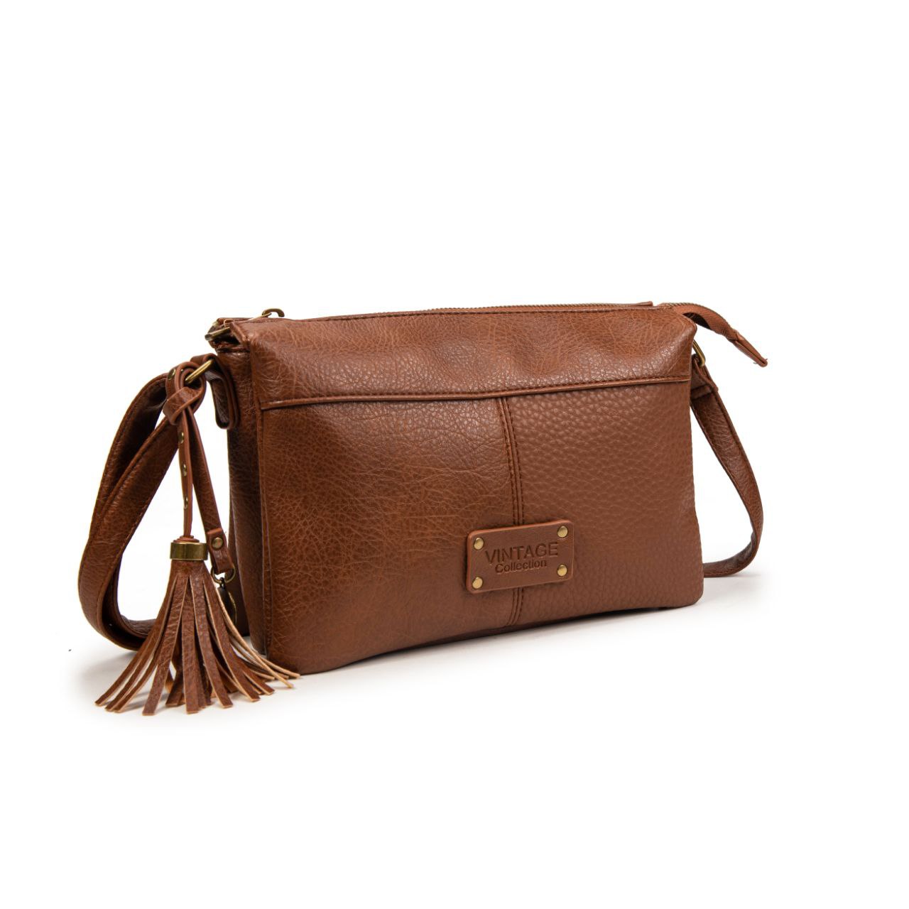 Bolso Bandolera Mujer Vintage De Moda Con Borla – Cartera Pequeña De Eco-Cuero En Negro, Marrón, Verde, Gris O Kaki