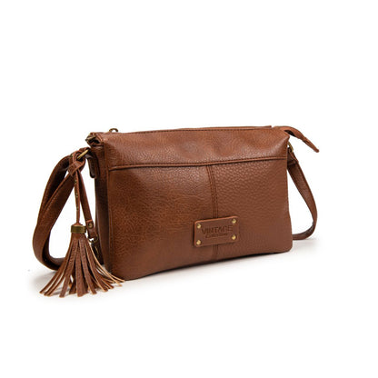 Bolso Bandolera Mujer Vintage De Moda Con Borla – Cartera Pequeña De Eco-Cuero En Negro, Marrón, Verde, Gris O Kaki