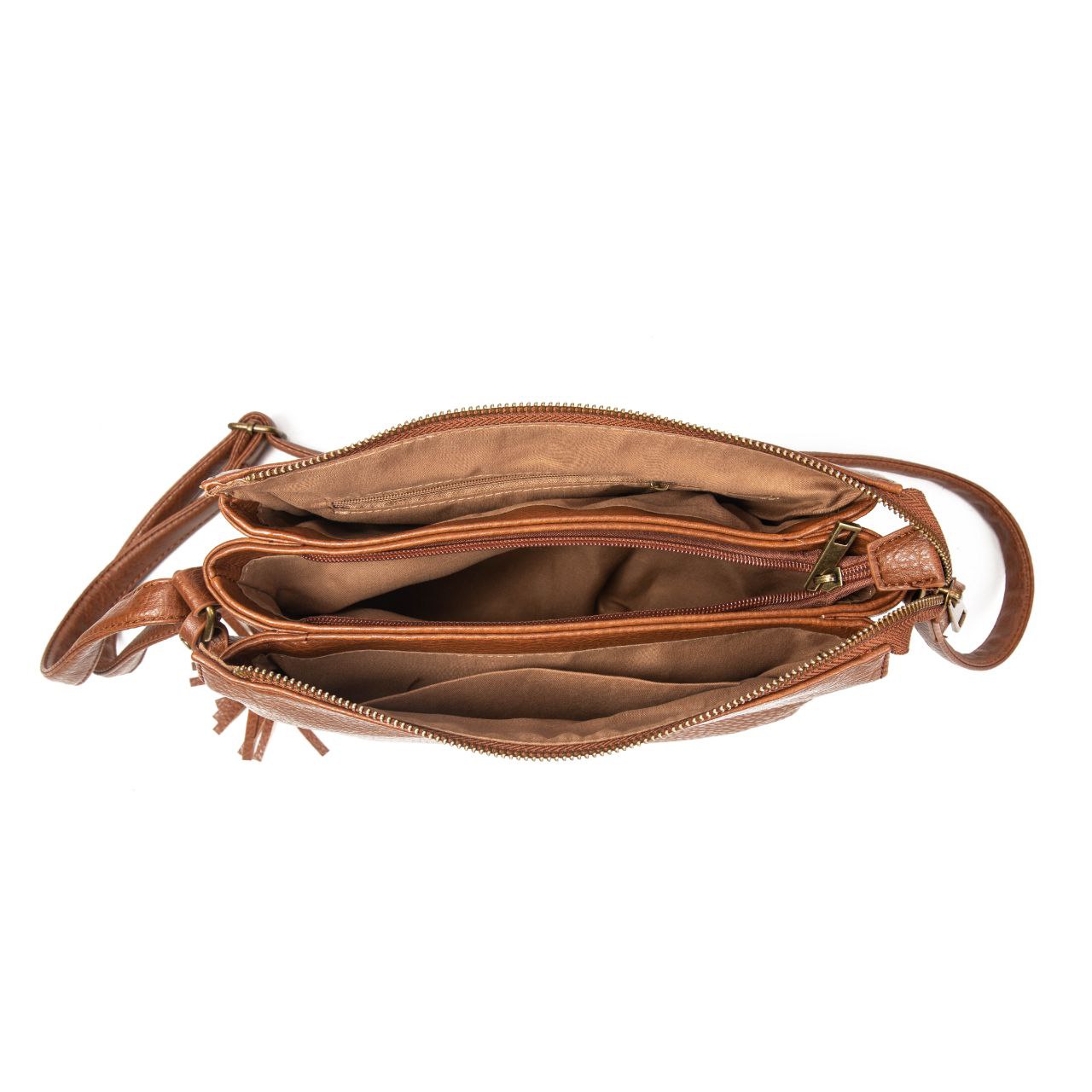 Bolso Bandolera Mujer Vintage De Moda Con Borla – Cartera Pequeña De Eco-Cuero En Negro, Marrón, Verde, Gris O Kaki