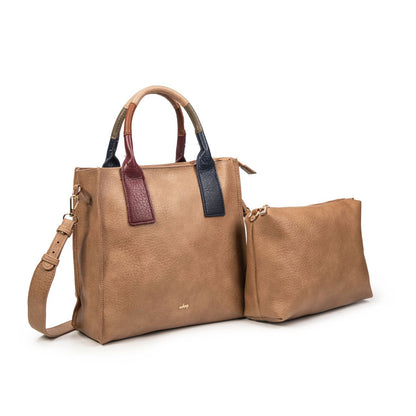 Bolso Mujer Elegante De Moda Con Asas Multicolor – Shopper De Eco-Cuero Con Bandolera En Negro, Burdeos O Kaki