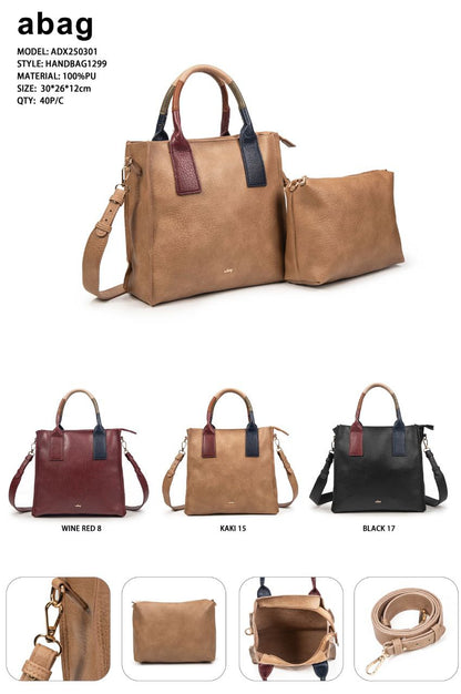 Bolso Mujer Elegante De Moda Con Asas Multicolor – Shopper De Eco-Cuero Con Bandolera En Negro, Burdeos O Kaki