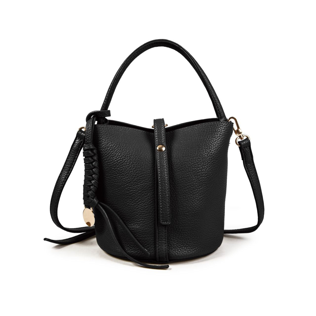 Bolso Mujer Tipo Cubo De Moda En Eco Cuero – Bandolera Y Asa De Mano, Con Neceser Interior, 31×18×7 Cm