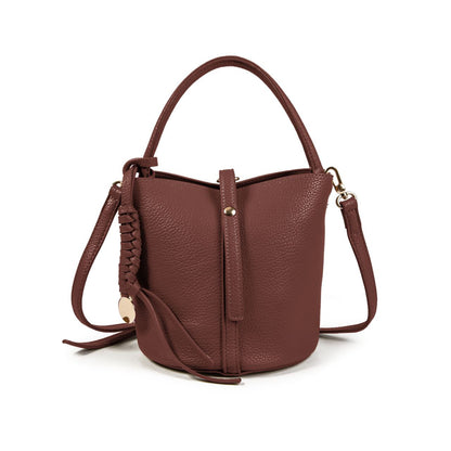 Bolso Mujer Tipo Cubo De Moda En Eco Cuero – Bandolera Y Asa De Mano, Con Neceser Interior, 31×18×7 Cm